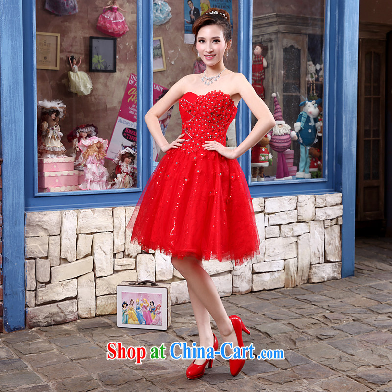 Honey, bride 2015 New Red dress wedding bridal toast wiped his chest strap lace beauty and stylish sweet dress red XXL, honey, bride, shopping on the Internet