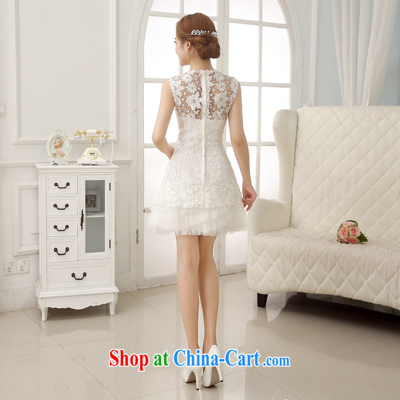 Rain is still Yi marriages 2015 new wedding dress dresses sexy lace inserts drill shoulders a yarn with short skirts dresses Princess LF 197 white XXL, rain is clothing, and shopping on the Internet