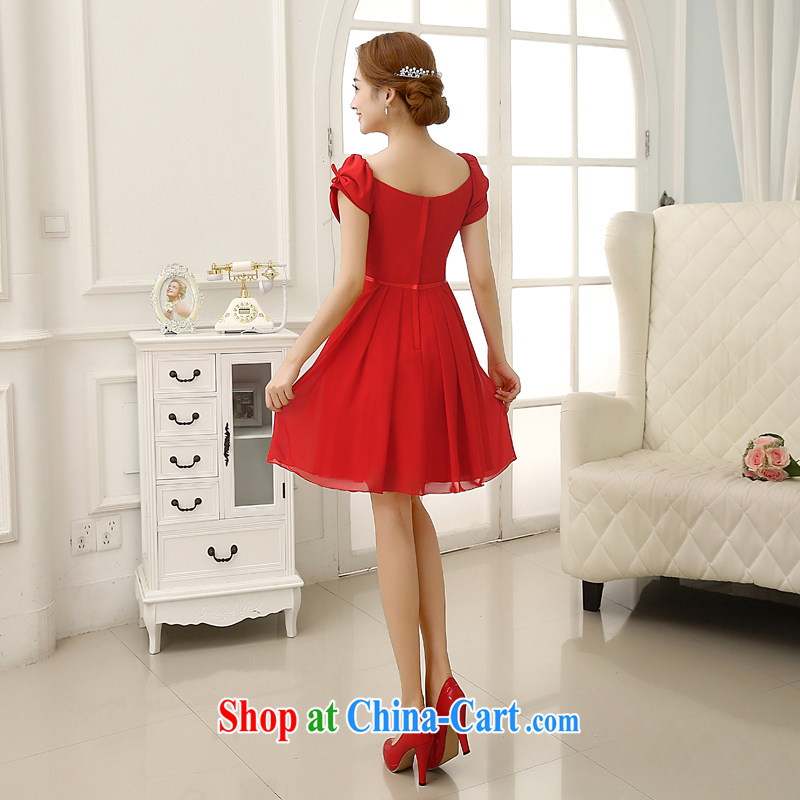 Rain Coat is stylish and marriages 2015 new wedding dresses short bows clothing red short-sleeved sweet bridesmaid dresses small LF 198 red S, rain is clothing, and shopping on the Internet