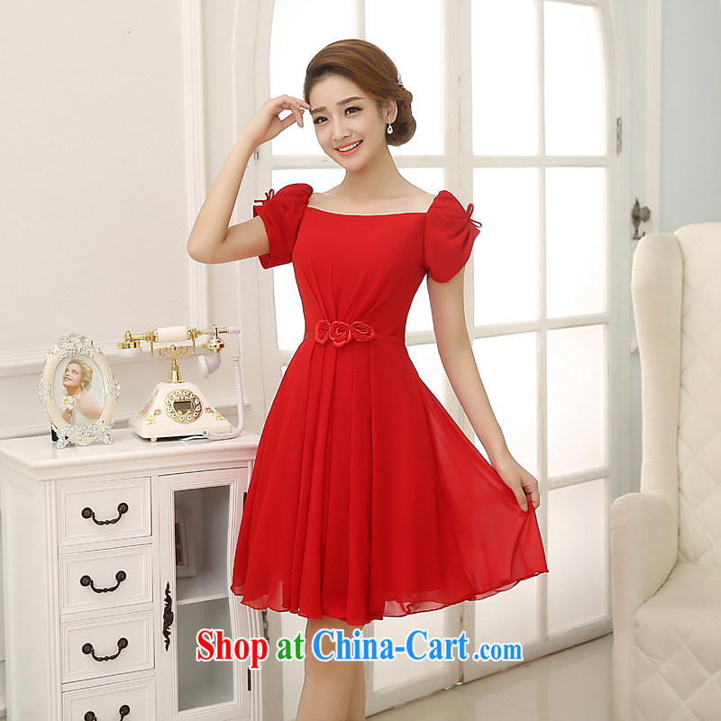 Rain Coat is stylish and marriages 2015 new wedding dresses short bows clothing red short-sleeved sweet bridesmaid dresses small LF 198 red S, rain is clothing, and shopping on the Internet