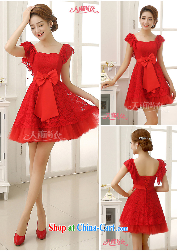 Rain was Yi marriages 2015 New red short wedding Korean Princess double-shoulder lace sweet bridesmaid dresses small LF 199 red XXL pictures, price, brand platters! Elections are good character, the national distribution, so why buy now enjoy more preferential! Health