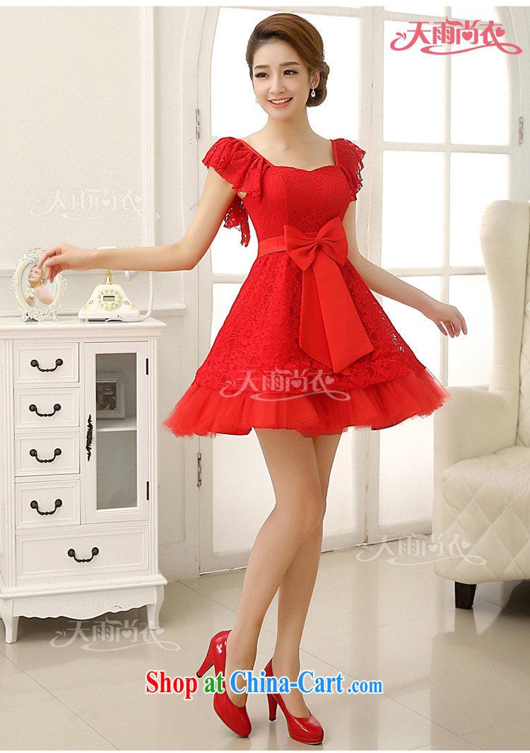 Rain was Yi marriages 2015 New red short wedding Korean Princess double-shoulder lace sweet bridesmaid dresses small LF 199 red XXL pictures, price, brand platters! Elections are good character, the national distribution, so why buy now enjoy more preferential! Health