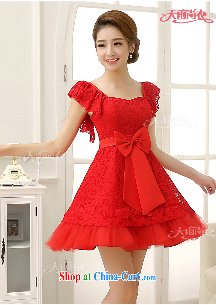 Rain was Yi marriages 2015 New red short wedding Korean Princess double-shoulder lace sweet bridesmaid dresses small LF 199 red XXL pictures, price, brand platters! Elections are good character, the national distribution, so why buy now enjoy more preferential! Health