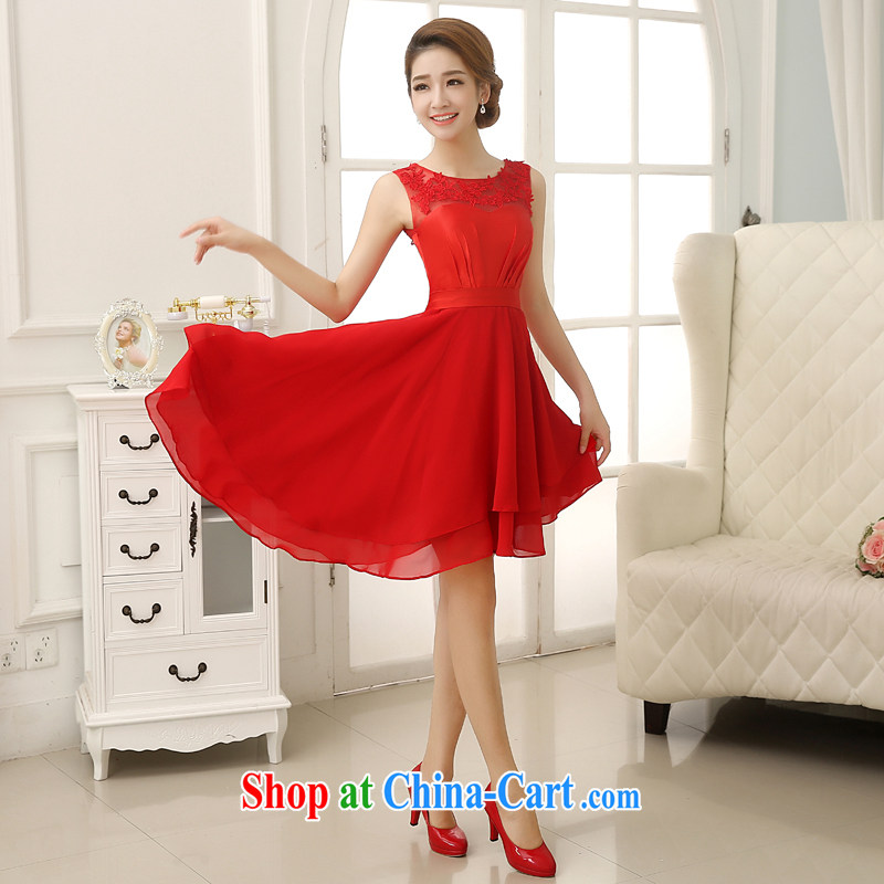 Rain is still Yi marriages 2015 new dresses wedding dresses red lace fashion toast clothing sweet bridesmaid short, small dress LF 201 red XXL, rain is still clothing, shopping on the Internet