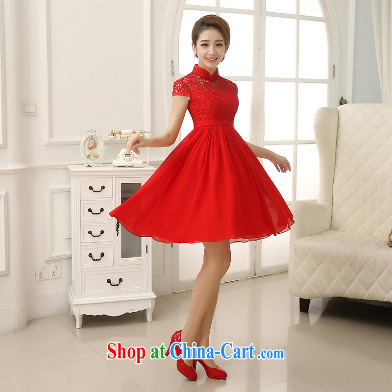 Rain is still Yi marriages 2015 new wedding Korean-style, high-waist pregnant toast clothing lace snow woven short skirts short, small dress LF 202 red XL, rain is clothing, and shopping on the Internet