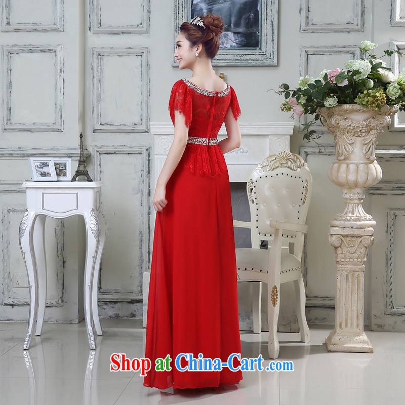 Rain is still Yi marriages 2015 new wedding dresses red toast serving long double-shoulder lace nails Pearl elegant with long skirts LF 205 red XXL, rain is clothing, and shopping on the Internet