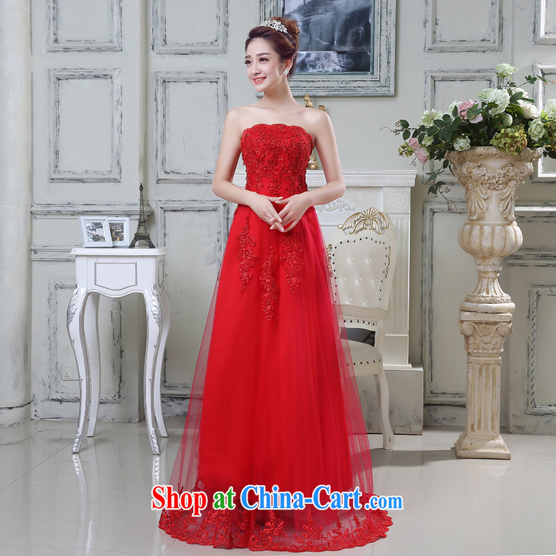 Rain is still Yi marriages 2015 new wedding red long, Mary Magdalene high chest lace bows clothes with two wearing long dress LF 207 red XL, rain is still clothing, shopping on the Internet