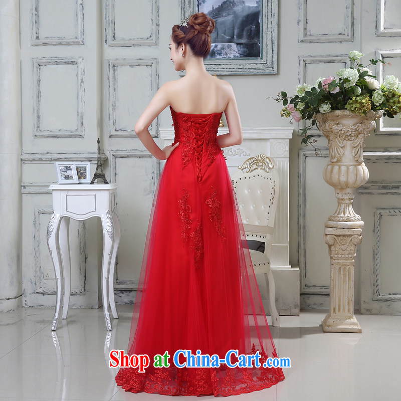 Rain is still Yi marriages 2015 new wedding red long, Mary Magdalene high chest lace bows clothes with two wearing long dress LF 207 red XL, rain is still clothing, shopping on the Internet