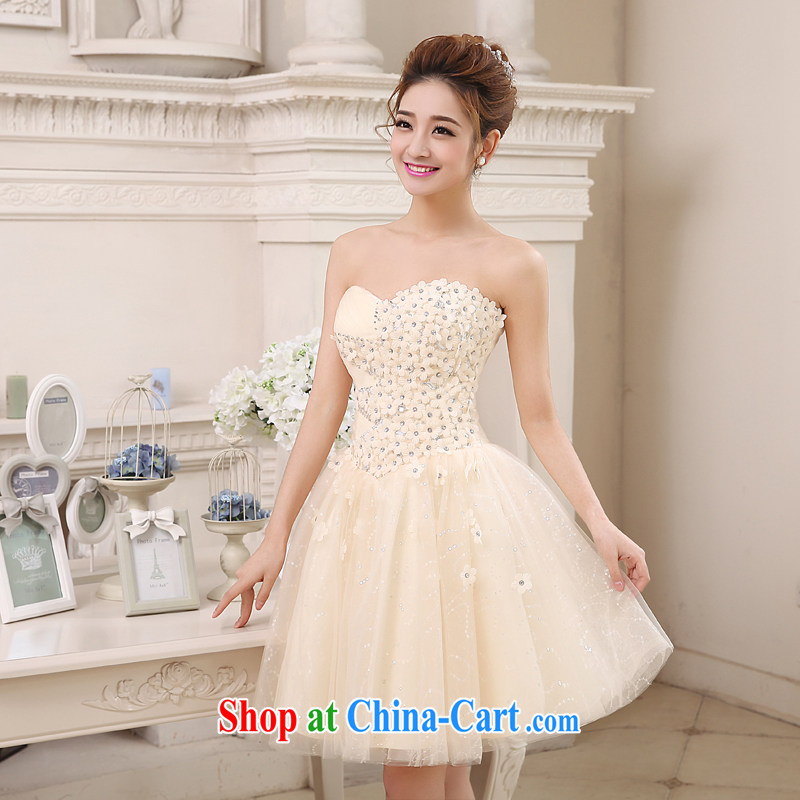 Honey, bride 2015 new bridesmaid dress short erase chest strap bridesmaid dress bride wedding toast serving the betrothal small dress champagne color XXL, honey, bride, shopping on the Internet