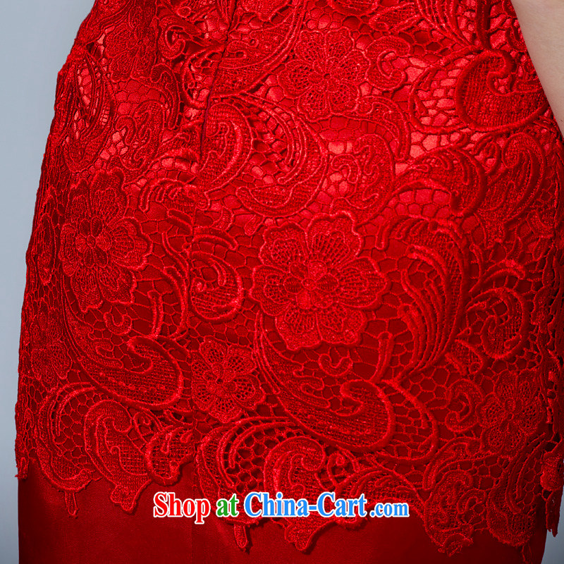 A yarn 2015 new toast serving short, Chinese, for red lace short-sleeved wedding dresses small dress 40121017 red L code 165 /88 in stock, a yarn, shopping on the Internet