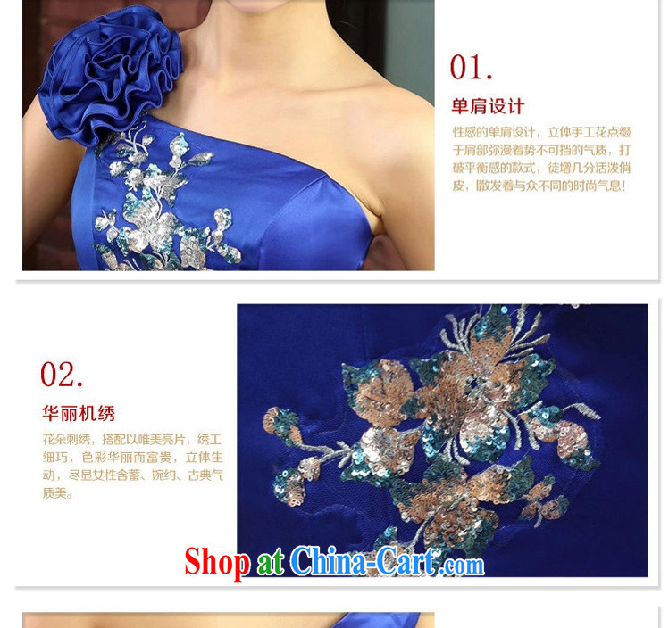 Early definition 2015 new dress single shoulder floral dress royal blue dress bride wedding toast, long, blue XXL pictures, price, brand platters! Elections are good character, the national distribution, so why buy now enjoy more preferential! Health