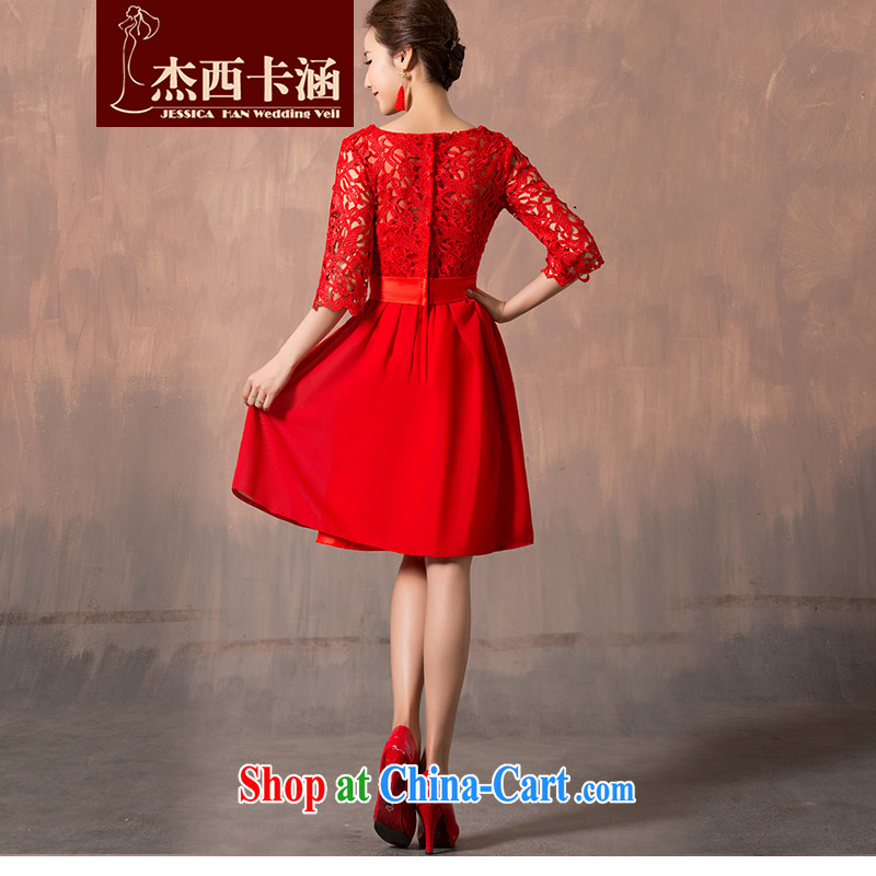Jessica covers bridal wedding dresses 2014 new toast one field shoulder lace cuff in red short evening dress upscale beauty graphics thin 5101 red short XXXL, Jessica (jessica han), online shopping