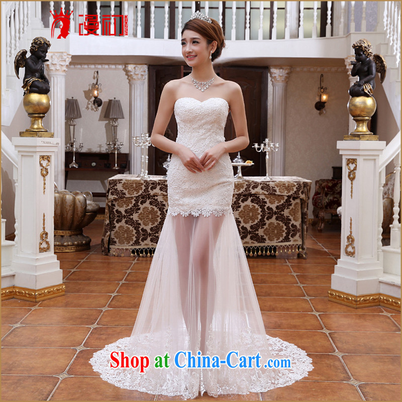 Early definition wedding dresses 2015 spring and summer new sexy lace fluoroscopy small tail Korean video thin sweet bridal white XXL