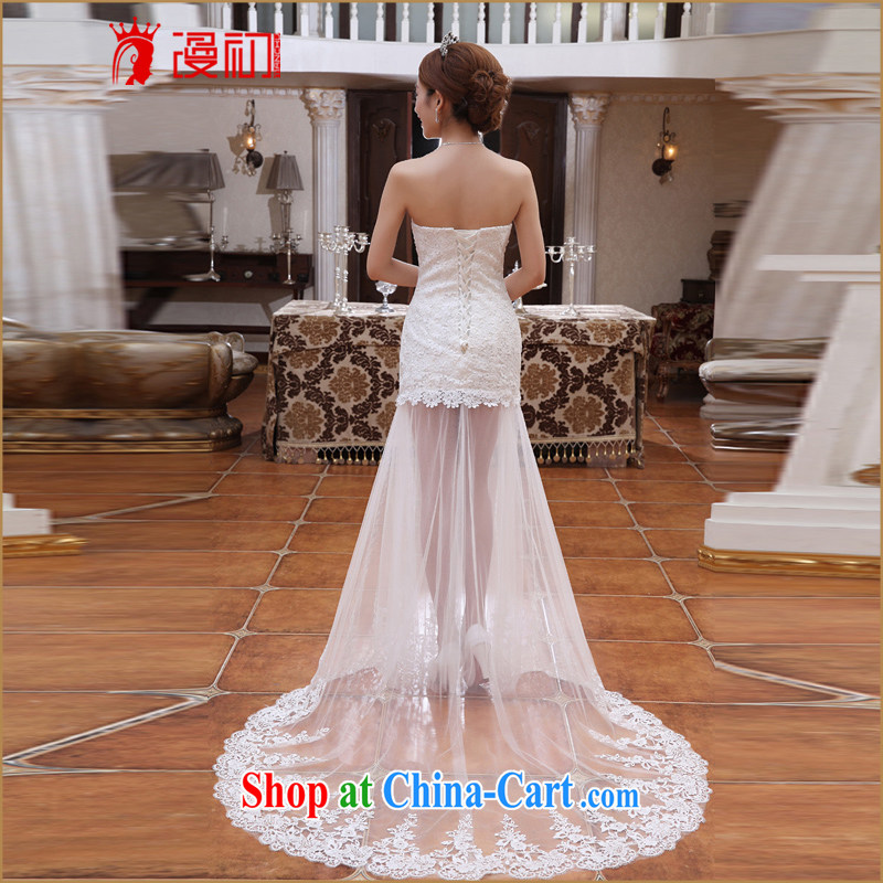 Early definition wedding dresses 2015 spring and summer new sexy lace fluoroscopy small tail Korean video thin sweet bridal white XXL, diffuse, and shopping on the Internet