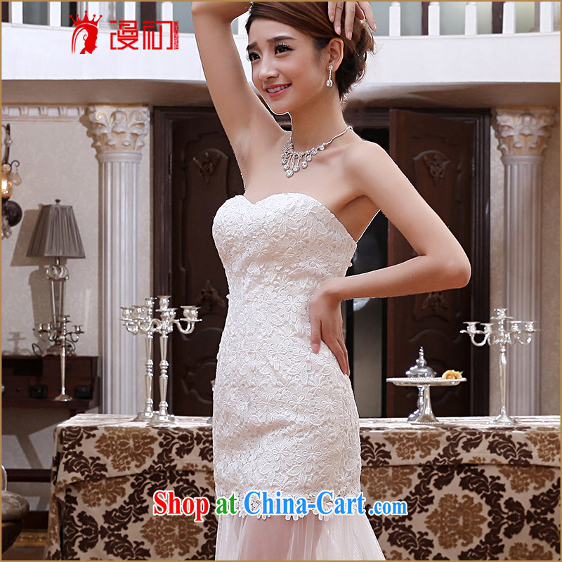 Early definition wedding dresses 2015 spring and summer new sexy lace fluoroscopy small tail Korean video thin sweet bridal white XXL, diffuse, and shopping on the Internet
