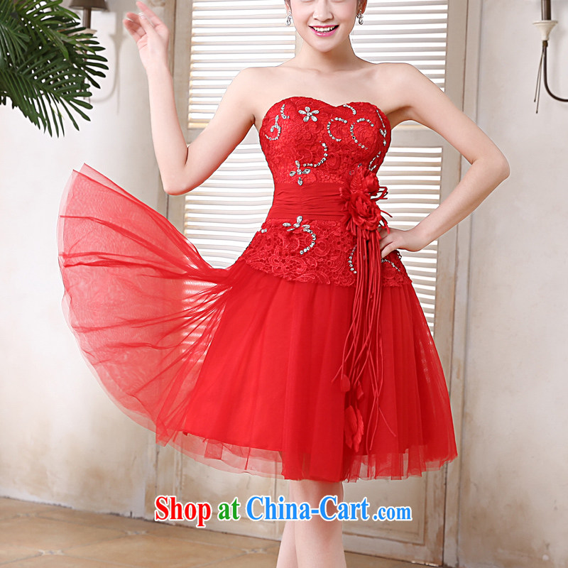 Diane M Ki bridal dresses 2014 marriage betrothal bows. bridesmaid dresses small firm red Korean chest bare lace short skirt sister skirt red XXL, Diane M Qi, shopping on the Internet