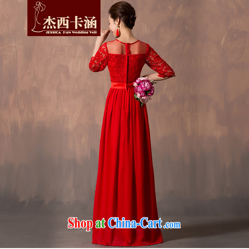 Jessica covers wedding dresses 2014 new marriage toast Service Bridal Evening Dress lace red long-field double-shoulder biological air cuff video thin 5105 red XXXL, Jessica (jessica han), and, on-line shopping