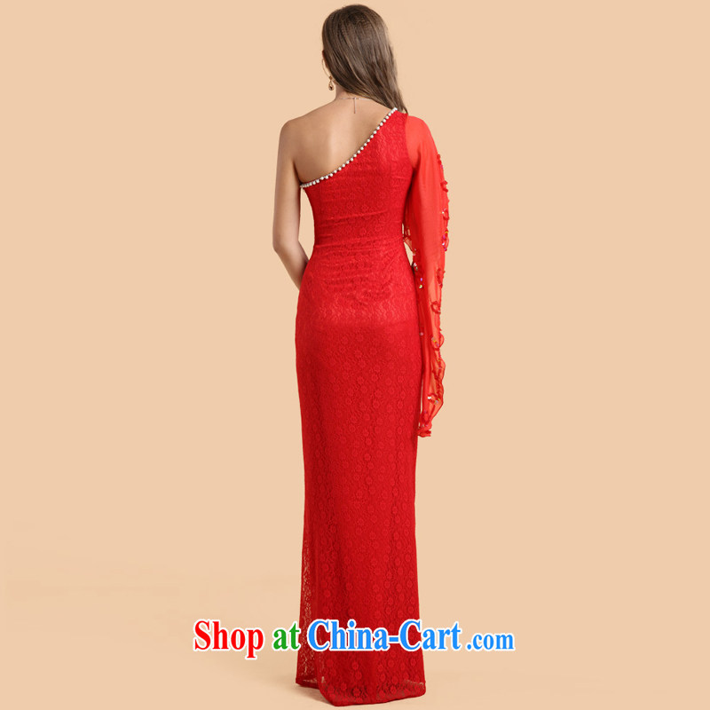 The Chronicles of Narnia bridal toast served in Europe and America 2015 new single shoulder red aura, a shoulder dress banquet dress Red N 14 - 51,303 XL, the Chronicles of Narnia, narnia), online shopping