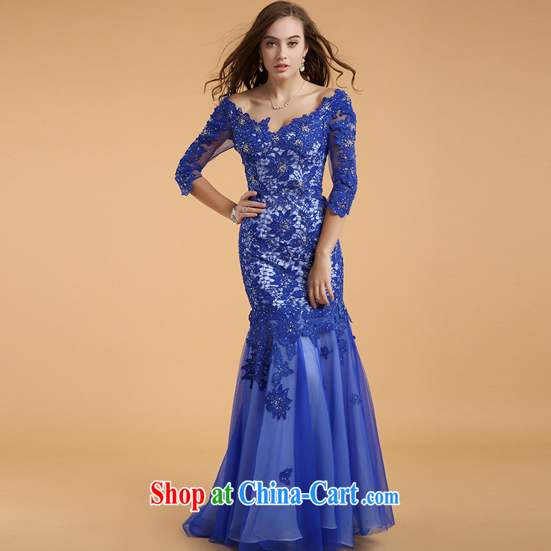 The Chronicles of Narnia 2015 New Evening Dress long-tail crowsfoot skirt V collar long-sleeved lace dress blue XL, the Chronicles of Narnia, narnia), online shopping