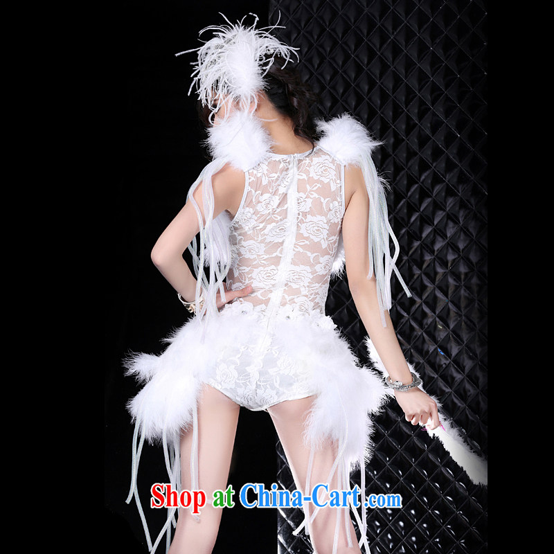 Dance ballet in accordance with new night bar DS costumes lace feather-female singer stage costumes for dance clothing #8219 white M, code, in accordance with dance, ballet, and shopping on the Internet