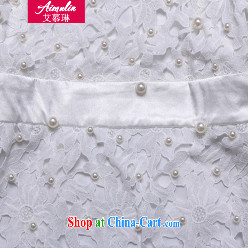 On the RIM (AIMULIN) Autumn 2014 the new European and American big courage empty embroidered the pearl cultivation dresses dress 9008 white XXL, AIDS, Lin (Ai mu lin), online shopping