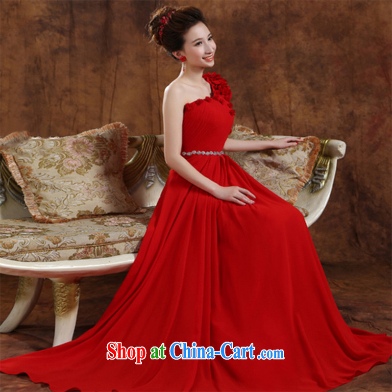 Wei Qi toast service 2015 summer new bridal Red Beauty toast serving long, banquet dress wedding wedding toast clothing dress single shoulder the shoulder wedding ceremony red long, customize the $30, Qi wei (QI WAVE), online shopping