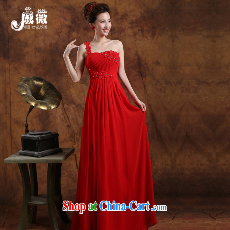 Wei Qi 2015 summer new bridal dresses long dresses, wedding dresses red wedding toast clothing antique Chinese Dress single shoulder dress female Red custom plus _30