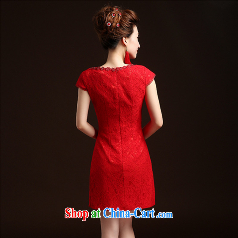Ms Audrey EU Qi 2015 summer new wedding dresses serving toast short, packages and package shoulder deep V marriages served toast dress qipao dress female Red bows serving A custom plus $30, Qi wei (QI WAVE), online shopping