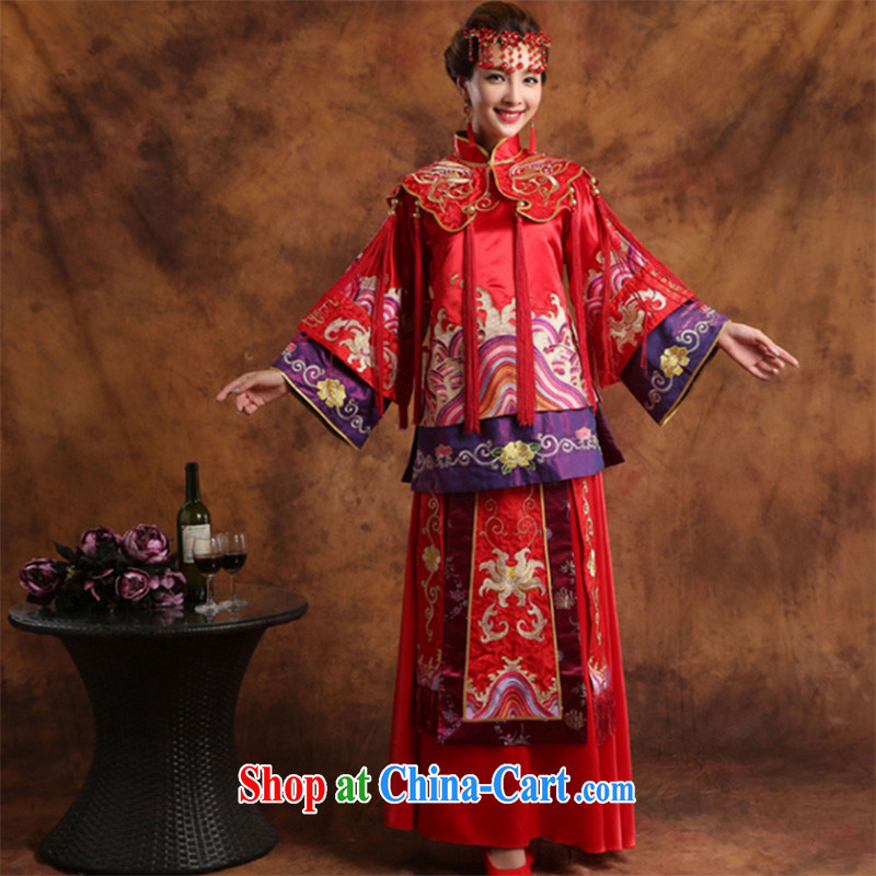 Wei Qi 2015 summer, Su-wo Service Bridal toast clothing dress costumes bride married Yi Chinese wedding toast clothing wedding dress uniform toasting red XL, Qi wei (QI WAVE), online shopping