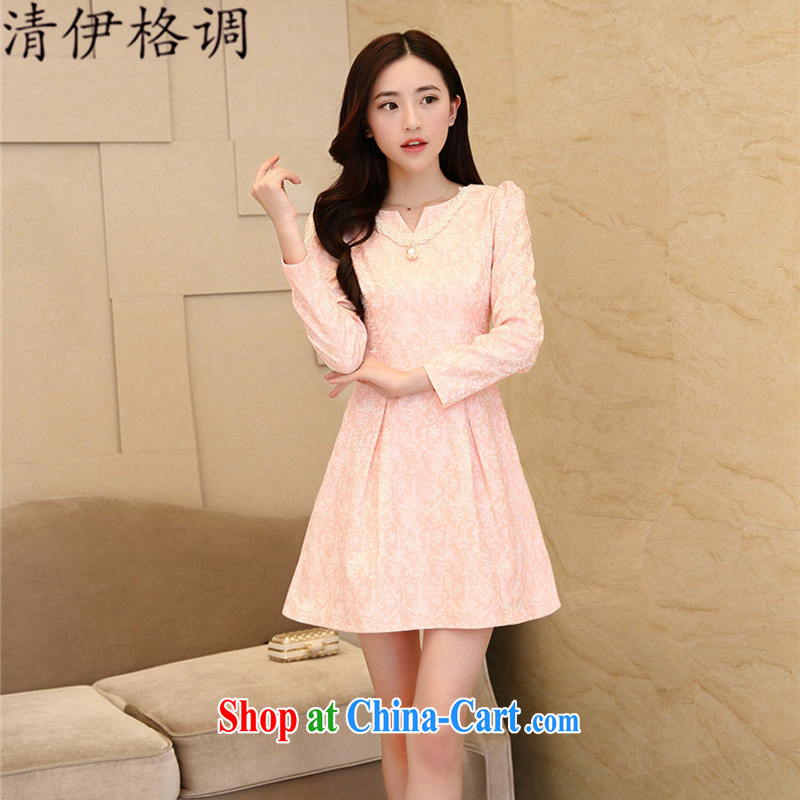 The style in the 2015 Spring and Autumn new Korean version, embossed elegance beauty bridesmaid dress dresses QY 1055 pink XL code