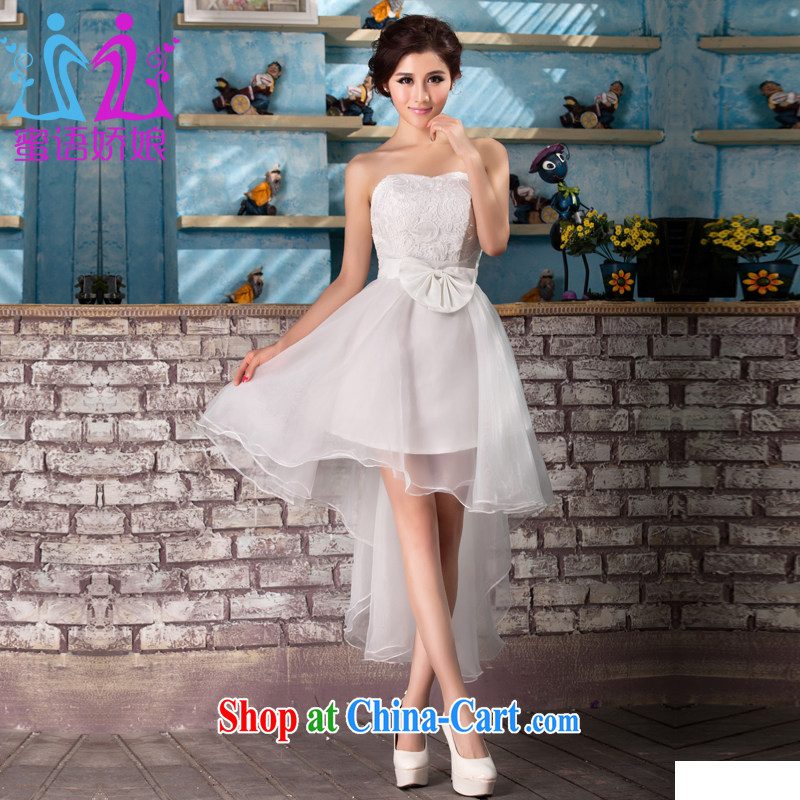 Honey, bride dresses short before long after 2015 new Mary Magdalene, chest strap marriages served toast the code Korean high-waist pregnant graphics thin bridesmaid clothing white?tailored