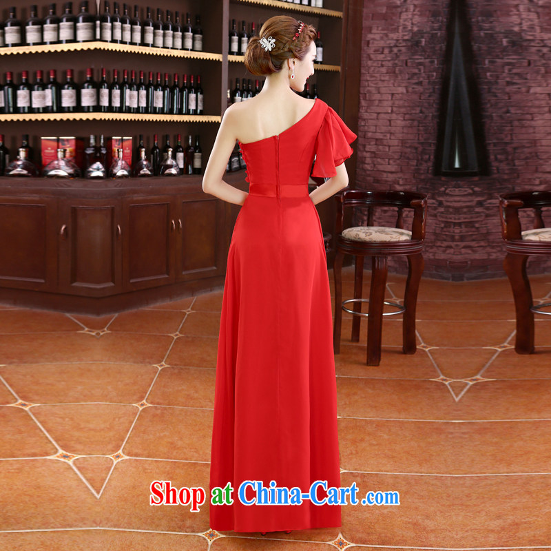 Honey, bride 2015 new single shoulder long red evening dress bride toast wedding service the code graphics thin Korean version with a sleek female Red tailored, honey, bride, shopping on the Internet