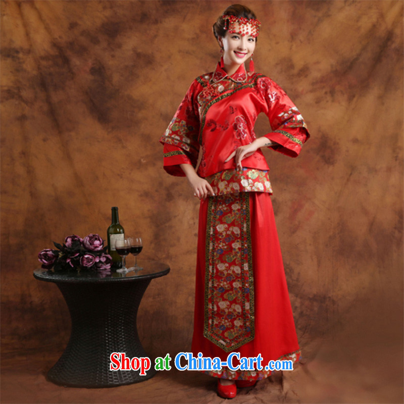 Wei Qi use phoenix retro-su Wo service Su-kimono bridal wedding dress marry Yi Cherrie Ying Chinese qipao toast service 2015 summer New Red XL, Qi wei (QI WAVE), shopping on the Internet