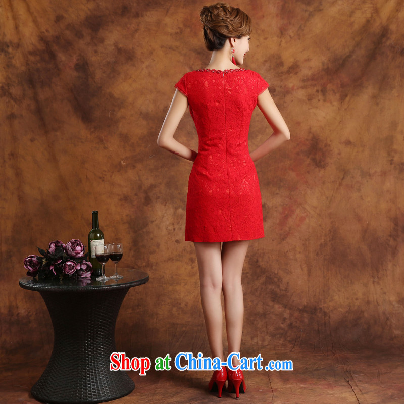 Ms Audrey EU Qi 2015 summer new dresses daily short lace dress retro improved stylish brides Chinese wedding dress summer female Red custom plus $30, Qi wei (QI WAVE), online shopping