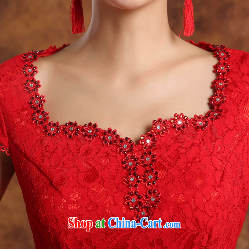 Ms Audrey EU Qi 2015 summer new dresses daily short lace dress retro improved stylish brides Chinese wedding dress summer female Red custom plus $30, Qi wei (QI WAVE), online shopping
