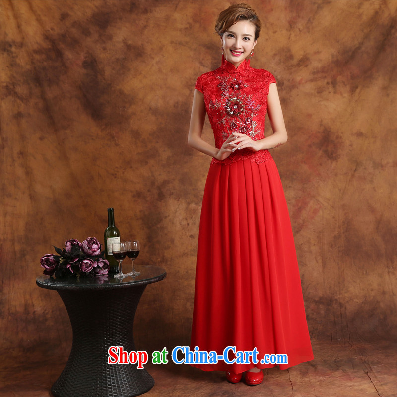 Qi wei wedding dresses bows service bridal dresses 2015 summer Chinese style in a new, long, Retro improved stylish wedding wedding beauty red custom plus _30