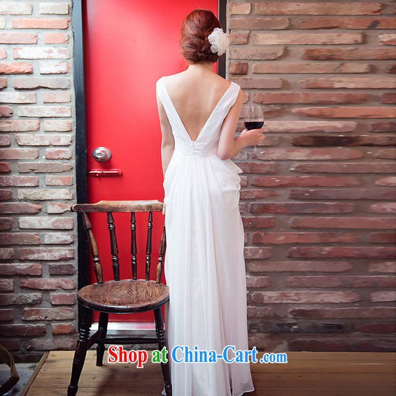LAURELMARY sponsors the 2014 new Korean attractive dark V back exposed high-waist small A snow is woven with evening dress white XL (chest 95 waist 79, sponsors, and shopping on the Internet