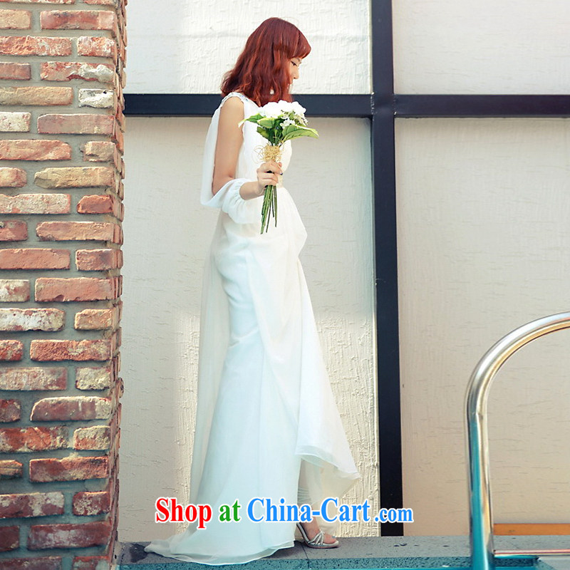 LAURELMARY sponsors the 2014 new Korean version only the shoulders manually seamless beads snow woven with evening dress white XL (chest 95 waist 79, sponsors, and shopping on the Internet