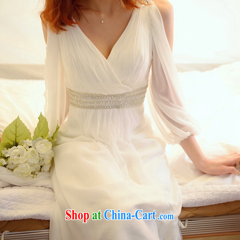 LAURELMARY sponsors the 2014 new Korean version only the shoulders manually seamless beads snow woven with evening dress white XL (chest 95 waist 79, sponsors, and shopping on the Internet