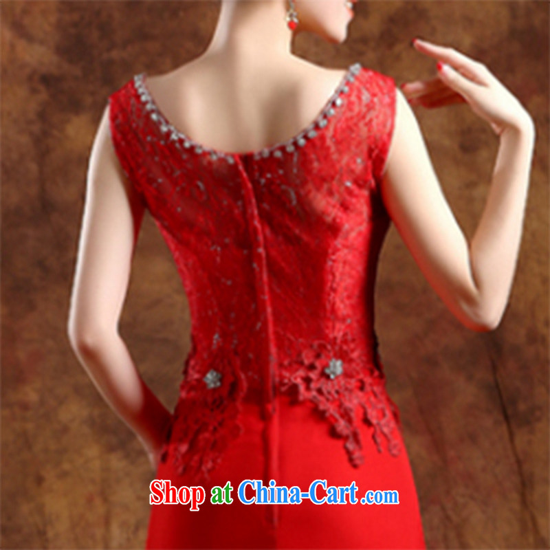 Wei Qi 2015 summer new bridal red bows service fall to his shoulders U collar inserts drill bridal wedding dress party performance service graduated from shooting red custom plus $30, Qi wei (QI WAVE), online shopping