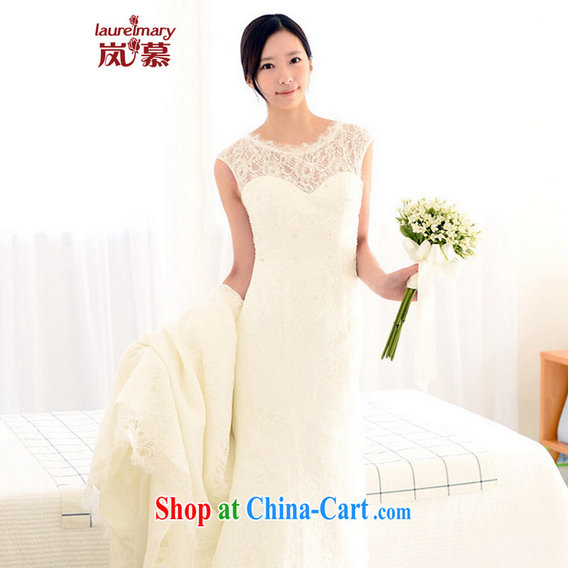 LAURELMARY sponsors the 2015 new Korean version elegant lace round-collar beauty graphics thin terrace back strap with tail dress bridal ceremony such as the color XL (chest 95 waist 79, sponsors, and, on-line shopping