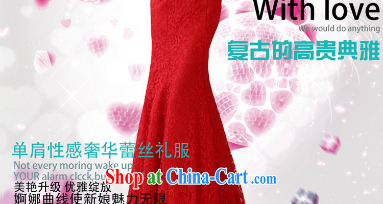 Honey, bride 2015 New Long lace beauty single shoulder dress bride wedding toast served at Merlion dresses wedding bridal red tailored pictures, price, brand platters! Elections are good character, the national distribution, so why buy now enjoy more preferential! Health