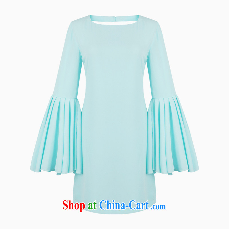Yi Ge lire/YIGELILA name yuan style dress stylish banquet small dress flouncing 7 100 hem cuff autumn and winter long-sleeved dresses turquoise L 6542, Yi Ge lire (YIGELILA), online shopping