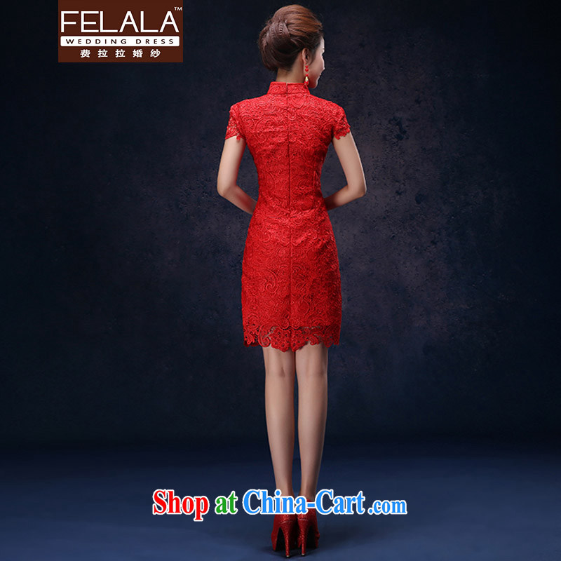 Ferrara lace red cheongsam dress code the Chinese 2015 stylish short marriages served toast girl M Suzhou shipping, costs drop-down drop-down wedding (FELALA), and, on-line shopping