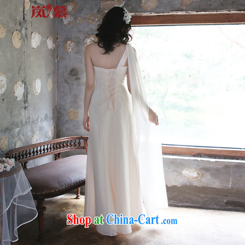 LAURELMARY sponsors the 2015 new Korean softness a shoulder seam bead folds the waist graphics skinny A swing with snow woven bridal dresses such as the light champagne color custom size, sponsors, and shopping on the Internet