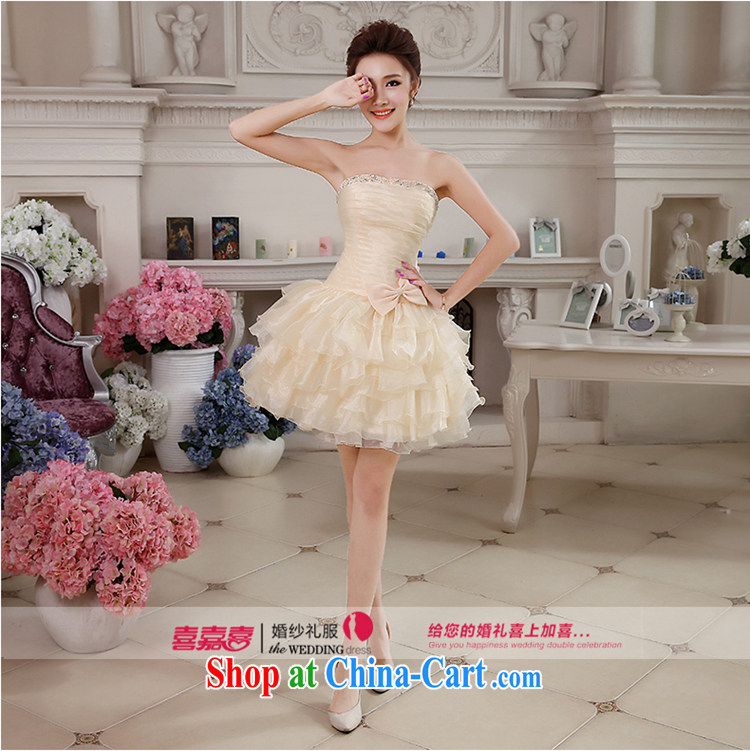 Hi Ka-summer 2014 new short erase chest small evening dress bridesmaid dress bow-tie 100 hem skirt with NF 23 champagne color left size tailored pictures, price, brand platters! Elections are good character, the national distribution, so why buy now enjoy more preferential! Health
