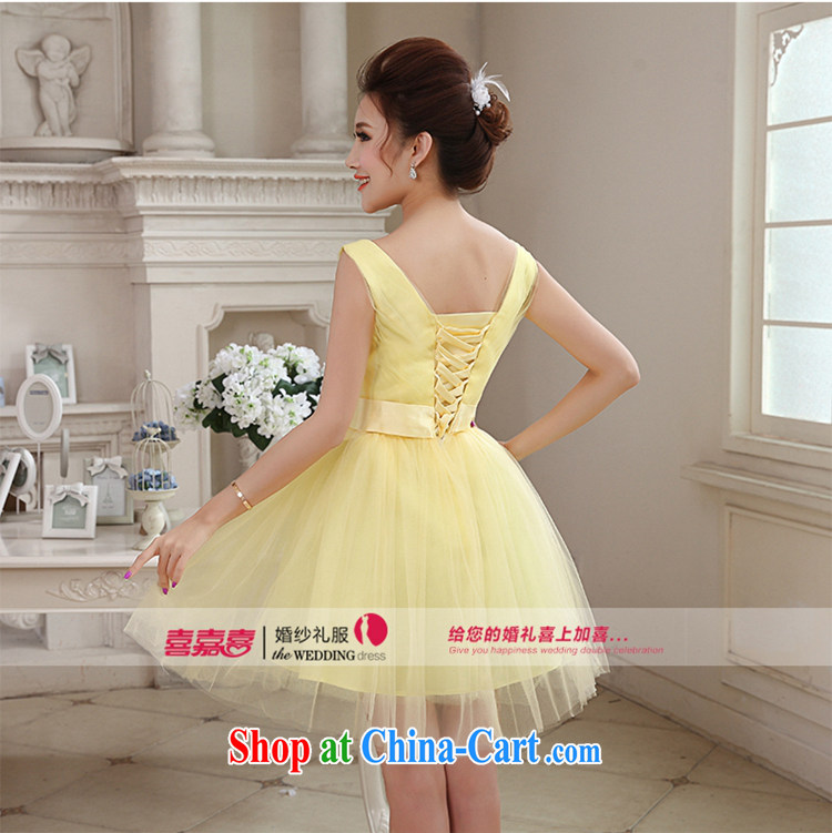 Hi Ka-hi 2014 summer new short shoulders small dress bridesmaid dress bow tie lace skirt with NF 25 yellow S pictures, price, brand platters! Elections are good character, the national distribution, so why buy now enjoy more preferential! Health