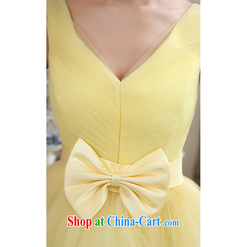 Hi Ka-hi 2014 summer new short, shoulders the evening dress bridesmaid dress Bow Tie lace skirt with NF 25 yellow S, Hi Ka-hi, shopping on the Internet