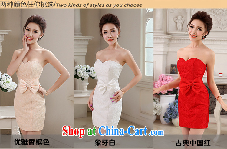 Hi Ka-hi 014 summer new short, heart-shaped bare chest Bow Tie small dress beauty bridesmaid dress NF 28 champagne color left size tailored pictures, price, brand platters! Elections are good character, the national distribution, so why buy now enjoy more preferential! Health