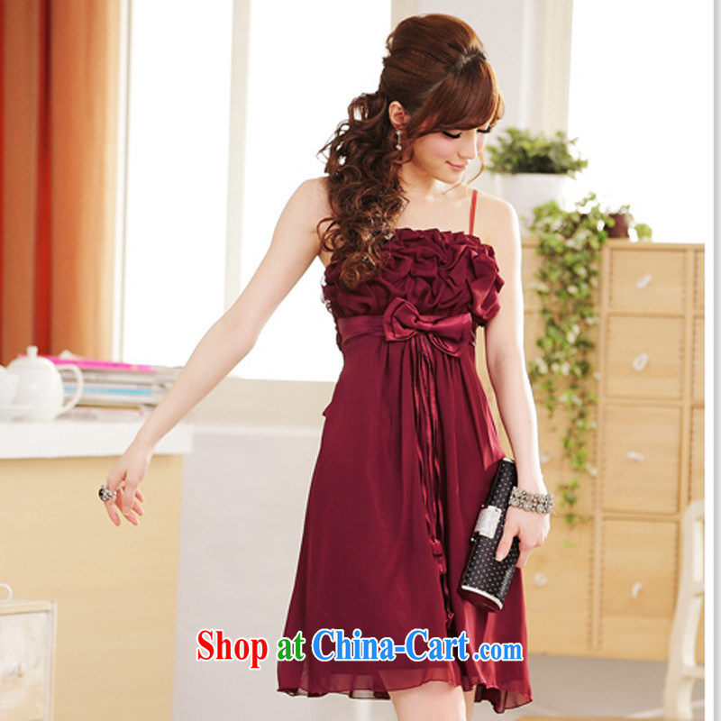 An Philippines and the United States for the payment package mail the code dress straps small dress high waist manual chest wrinkles snow woven bow tie waist bridesmaid sister evening gown dress fuchsia XXXL, facilitating Philippines and the United States